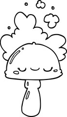 cartoon mushroom with spoor cloud