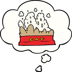 cartoon cat food with thought bubble