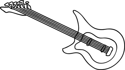 hand drawn line drawing doodle of a guitar