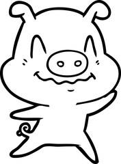 nervous cartoon pig