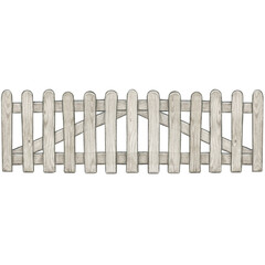 Watercolor hand drawn wooden fence