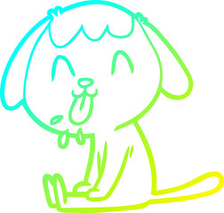 cold gradient line drawing of a cute cartoon dog