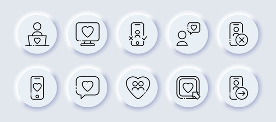 Dating app. Line icon, black, start dating. vector icons