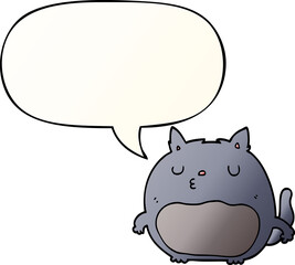 cartoon cat with speech bubble in smooth gradient style