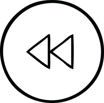 recommend clip art: line drawing cartoon of a rewind button