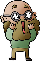 cartoon amazed man with beard