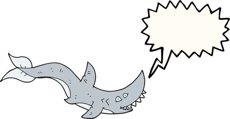 freehand drawn speech bubble cartoon shark