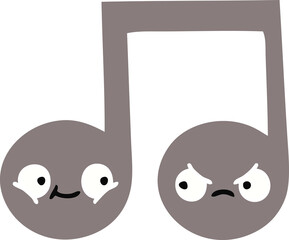 flat color retro cartoon of a musical note