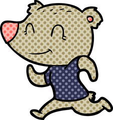 healthy runnning bear cartoon