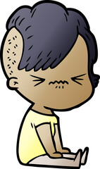 cartoon annoyed hipster girl