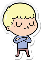 sticker of a cartoon grumpy boy