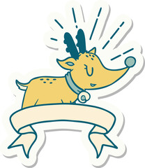 sticker of a tattoo style christmas reindeer