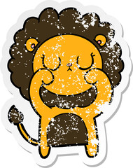 distressed sticker of a cartoon lion