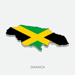 Jamaika map and flag. Detailed silhouette vector illustration	