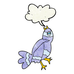 freehand textured cartoon bird singing