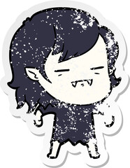 distressed sticker of a cartoon undead vampire girl