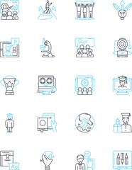 Cyber schooling linear icons set. Virtual, Online, Distance, E-learning, Remote, Digital, Web-based line vector and concept signs. Electronic,Home-bound,Internet-based outline illustrations