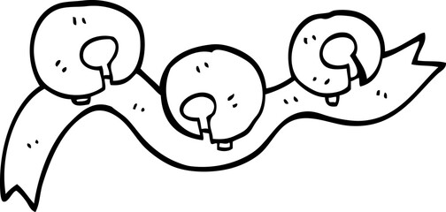 line drawing cartoon xmas bells