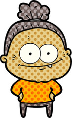 cartoon happy old woman