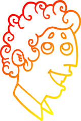 warm gradient line drawing of a cartoon man face