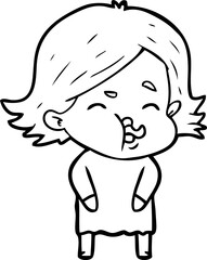 cartoon girl pulling face