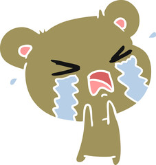 freehand drawn cartoon of a cute crying bear