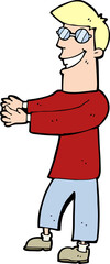 cartoon grinning man wearing glasses