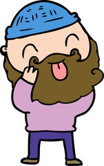 man with beard sticking out tongue