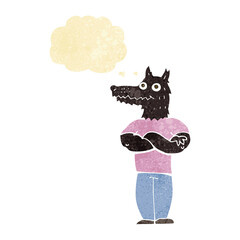 cartoon werewolf with thought bubble