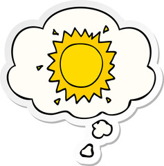 cartoon sun with thought bubble as a printed sticker