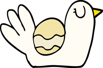 hand drawn doodle style cartoon nesting bird