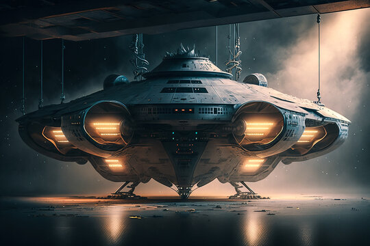 Alien Space Ship. Generative AI.
A digital painting of an alien space ship landing.