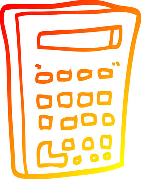 recommend clip art: warm gradient line drawing of a cartoon calculator