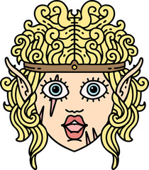 Retro Tattoo Style elf barbarian character face