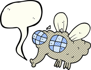 freehand drawn comic book speech bubble cartoon fly