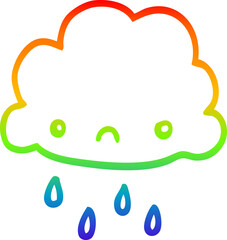 rainbow gradient line drawing of a cartoon storm cloud