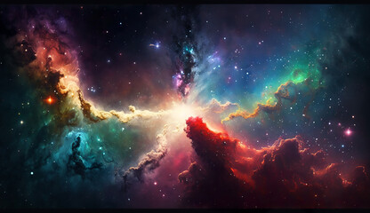 Colorful space background, wallpaper, Generative AI