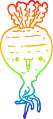 rainbow gradient line drawing of a cartoon turnip