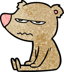 angry bear cartoon sitting