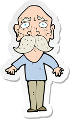 sticker of a cartoon sad old man