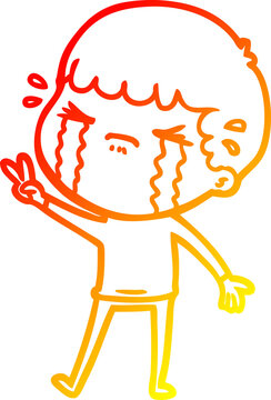 recommend clip art: warm gradient line drawing of a cartoon man crying