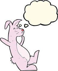 cartoon pink bunny with thought bubble