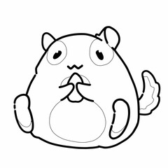 Coloring page. Cute cartoon chinchilla. The rodent eats the seed. A pet.