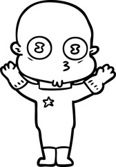 cartoon weird bald spaceman
