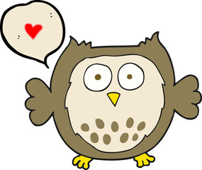 freehand drawn speech bubble cartoon owl