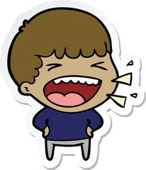 sticker of a cartoon laughing man