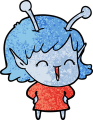 cartoon happy alien girl