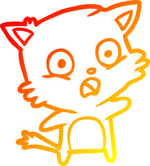warm gradient line drawing of a Cartoon cat