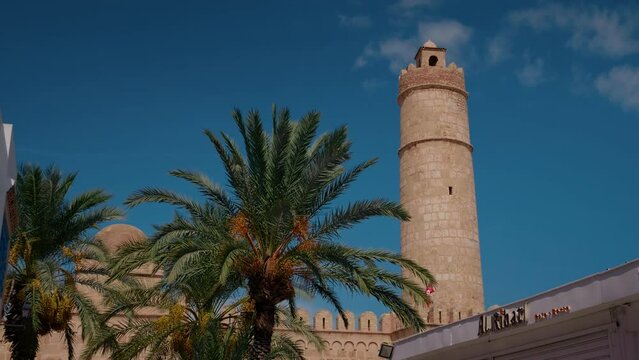 Ribat of Sousse old fortress in Tunisia, North Africa. National tresury buildings preserved from ancient times.