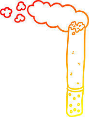 warm gradient line drawing of a cartoon cigarette